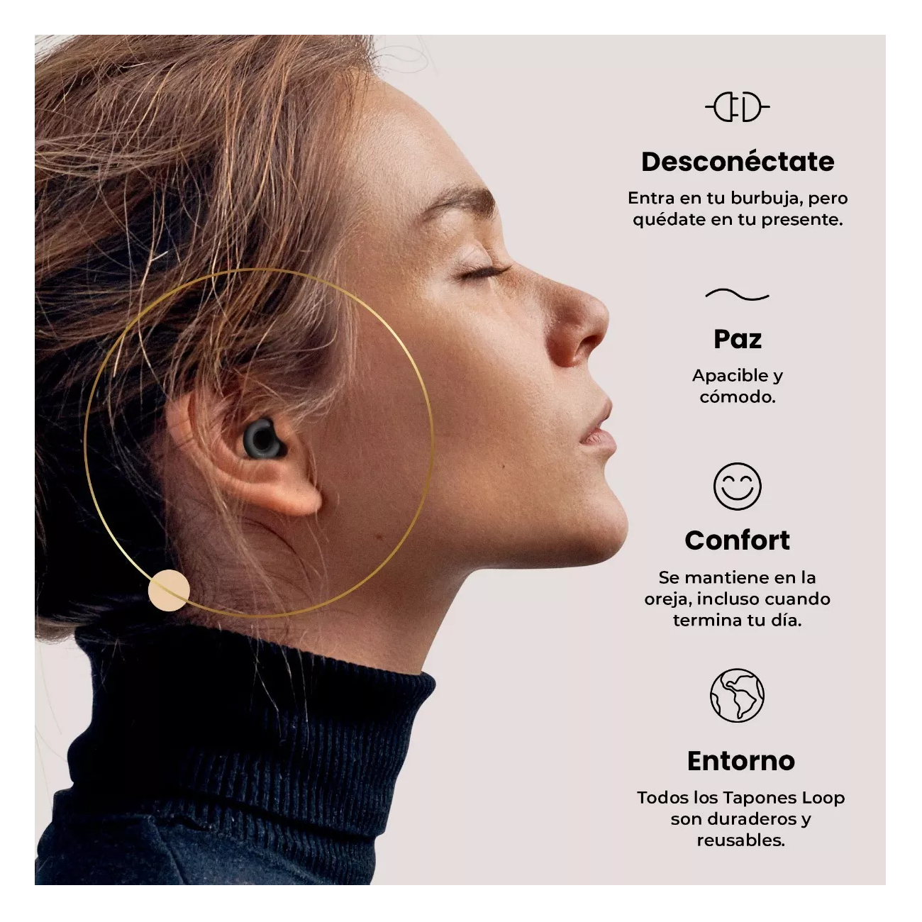 Foto 5 pulgar | Tapones para Oídos BELUG color Negro con Reducción de Ruido 27 DB