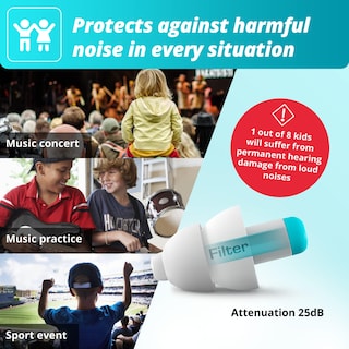 Foto 3 | Tapones Para Los Oídos Alpine Pluggies Filtered 25 Db Para Niños De 5 A 12 Años - Venta Internacional.