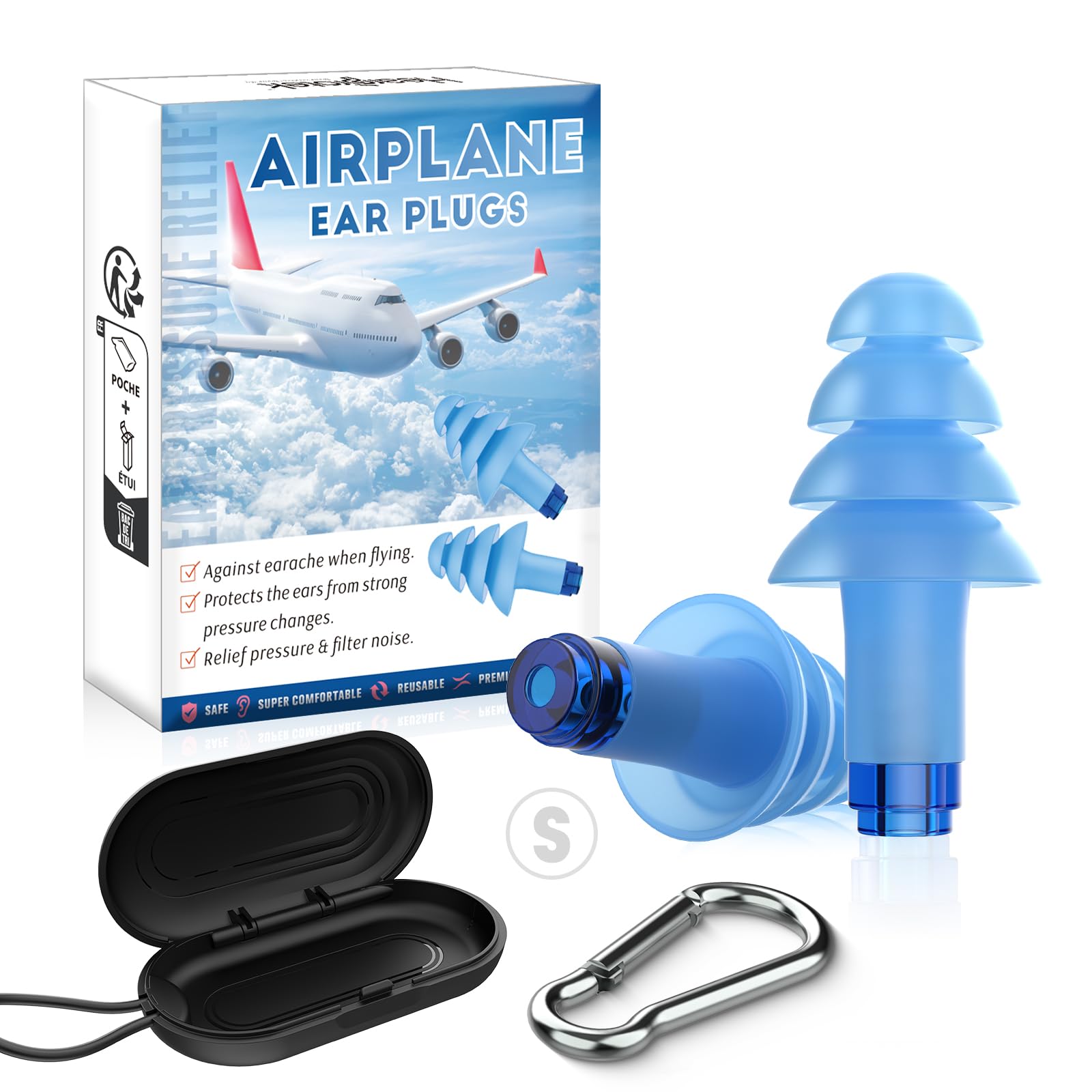 Foto 2 pulgar | Tapones Para Aliviar La Presión En Los Oídos Hearprotek Airplane Blue-s - Venta Internacional.