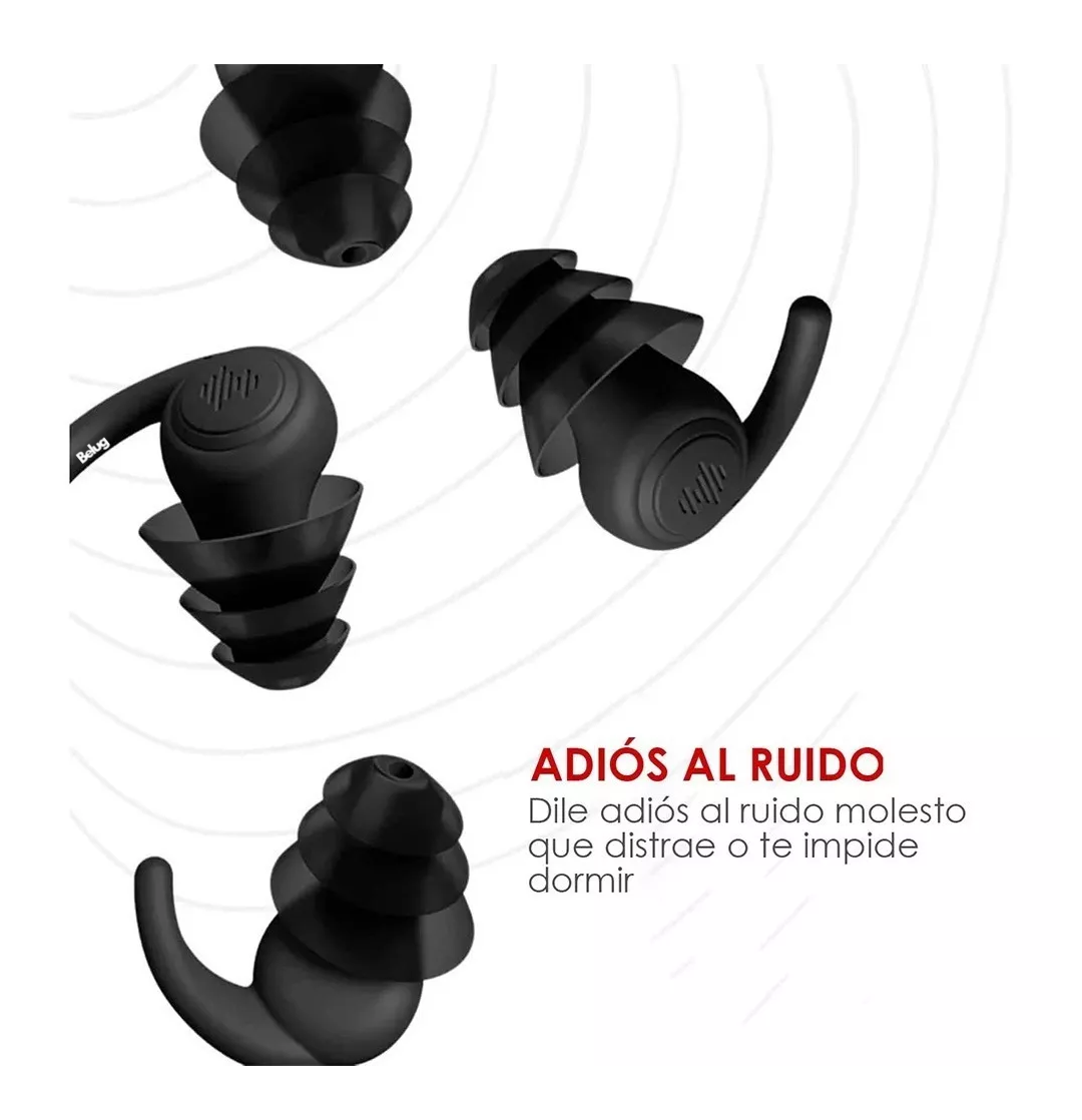 Foto 5 pulgar | Tapones De Oídos Belug Con Cancelación De Ruido Impermeables, Negro