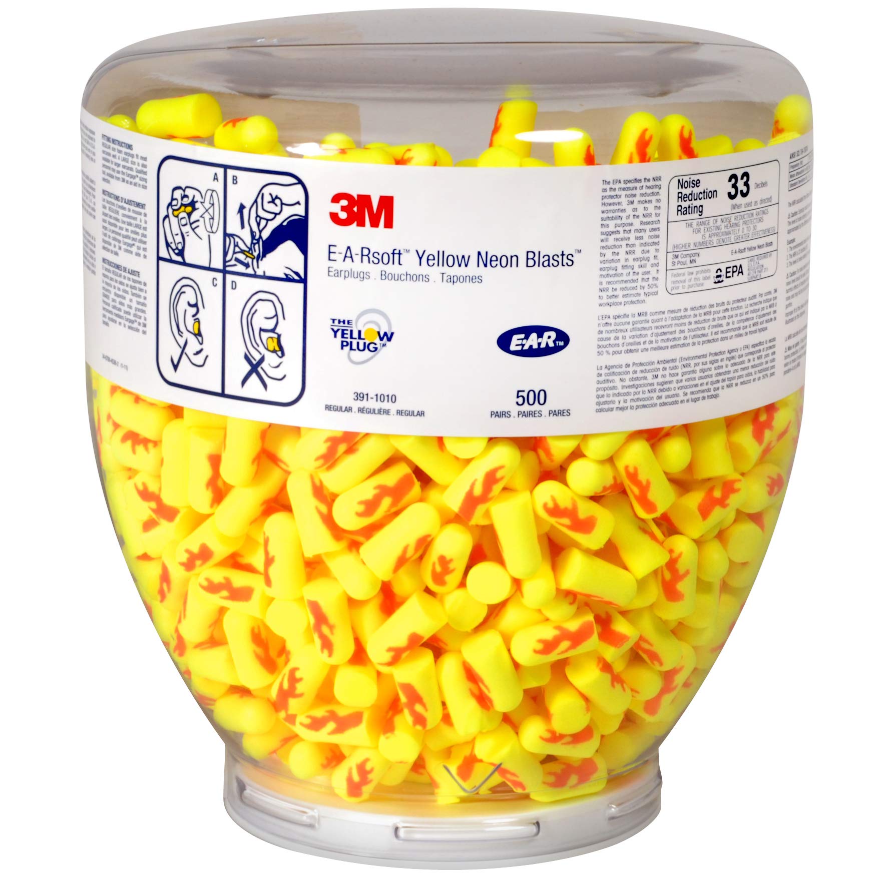 Foto 2 pulgar | Tapones Para Los Oídos 3m E-a-rsoft Yellow Neon Blasts 391-1010 Nrr 33 - Venta Internacional.