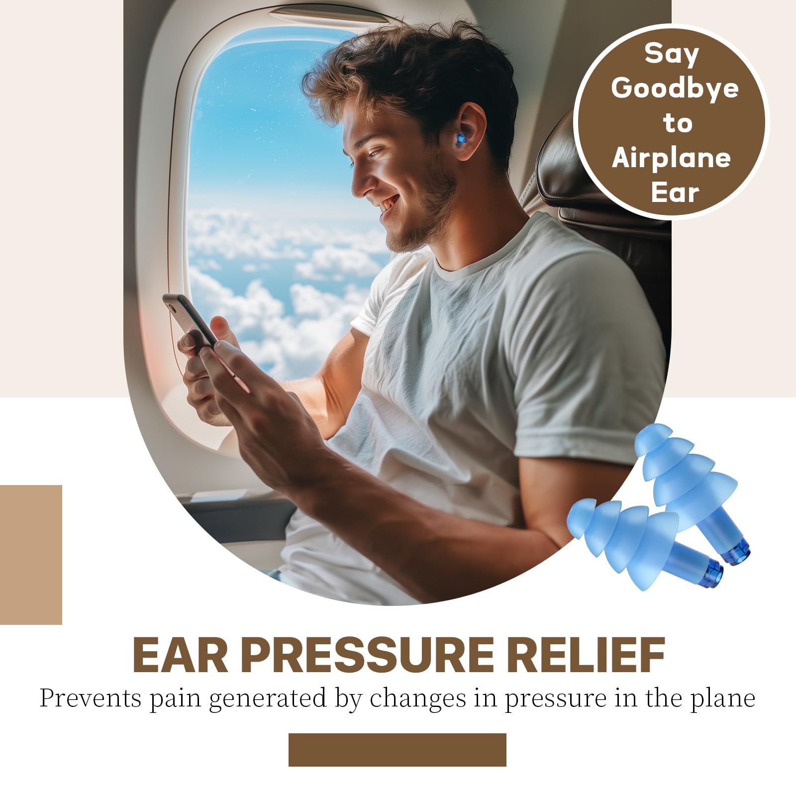 Foto 2 | Tapones Para Los Oídos Hearprotek Airplane Pressure Relief Con Funda Azul - Venta Internacional.