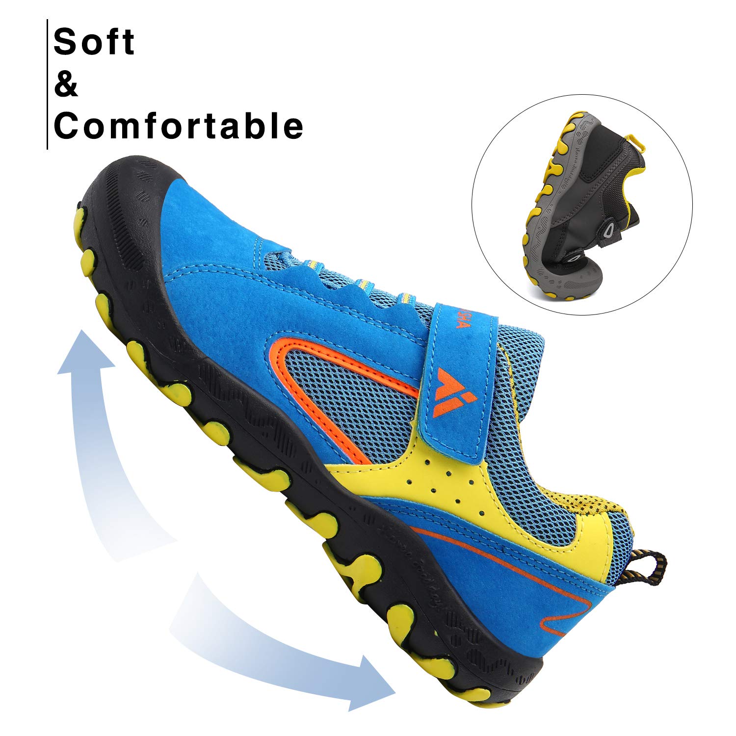 Foto 4 | Zapatos De Senderismo Mishansha Para Niños Y Niñas, Azules, Talla 2, Para Niños Pequeños - Venta Internacional.