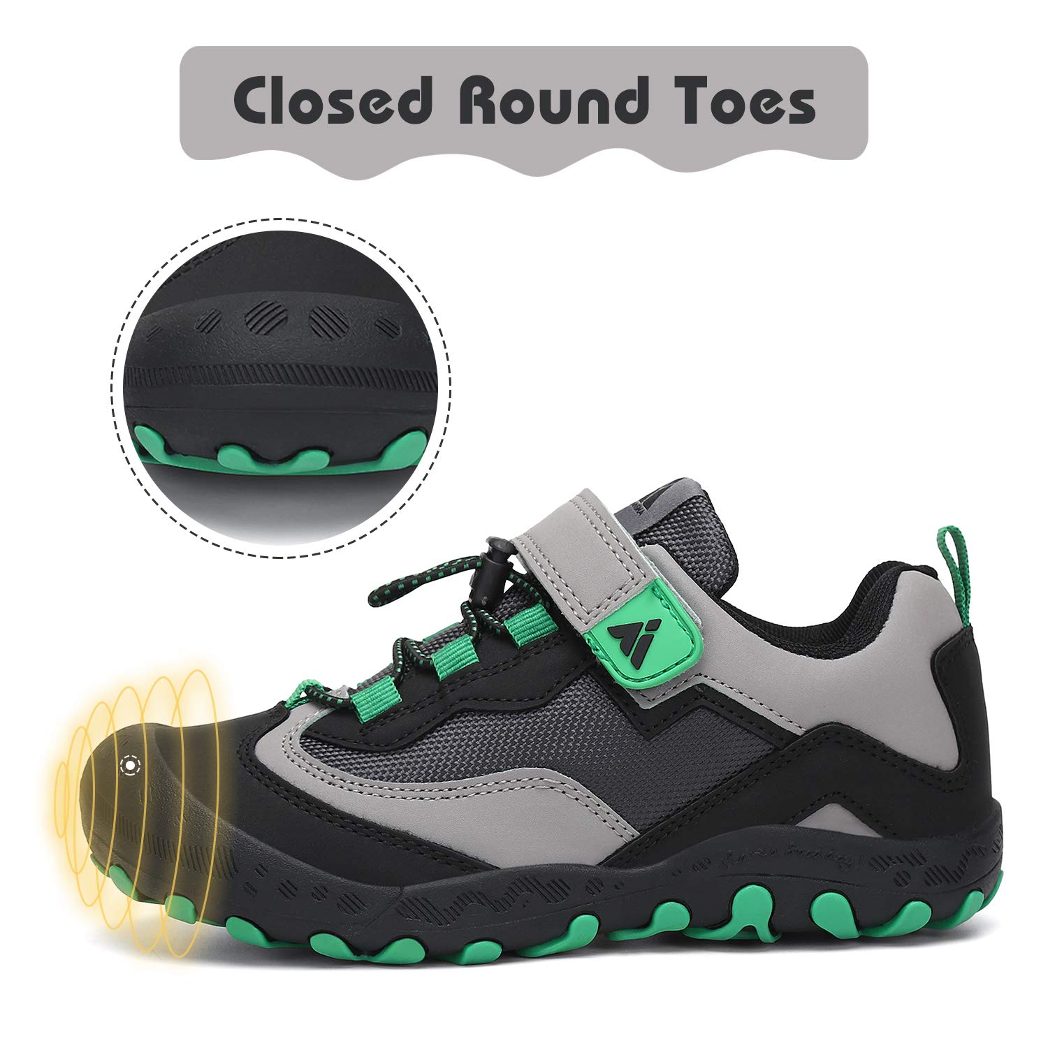 Foto 5 pulgar | Zapatos De Senderismo Mishansha Para Niños Y Niñas, Talla Baja, Negro/verde 13 - Venta Internacional.