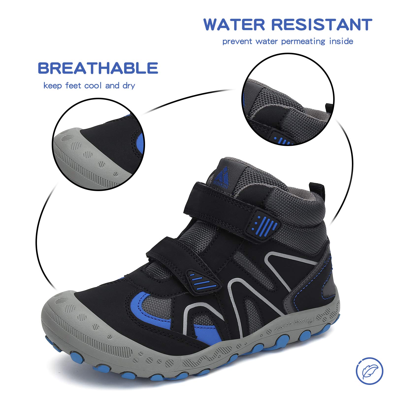 Foto 3 pulgar | Botas De Senderismo Mishansha Resistentes Al Agua Para Niños Negro/azul 3.5 - Venta Internacional.