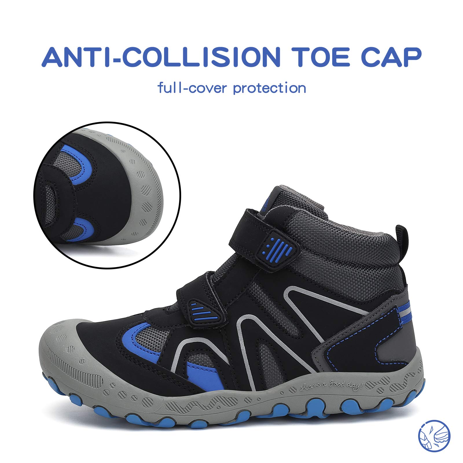 Foto 4 pulgar | Botas De Senderismo Mishansha Resistentes Al Agua Para Niños Negro/azul 3.5 - Venta Internacional.