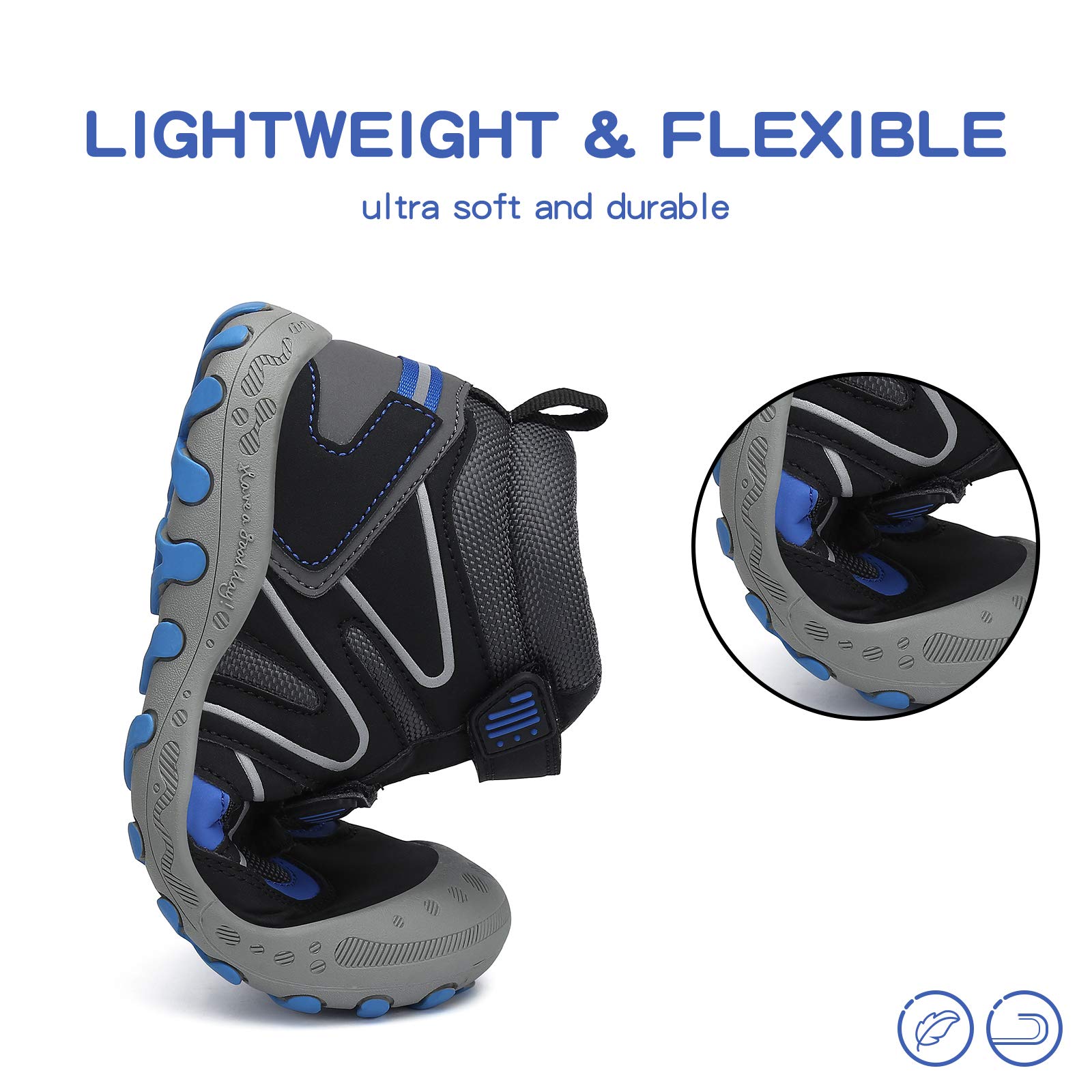 Foto 6 pulgar | Botas De Senderismo Mishansha Resistentes Al Agua Para Niños Negro/azul 3.5 - Venta Internacional.