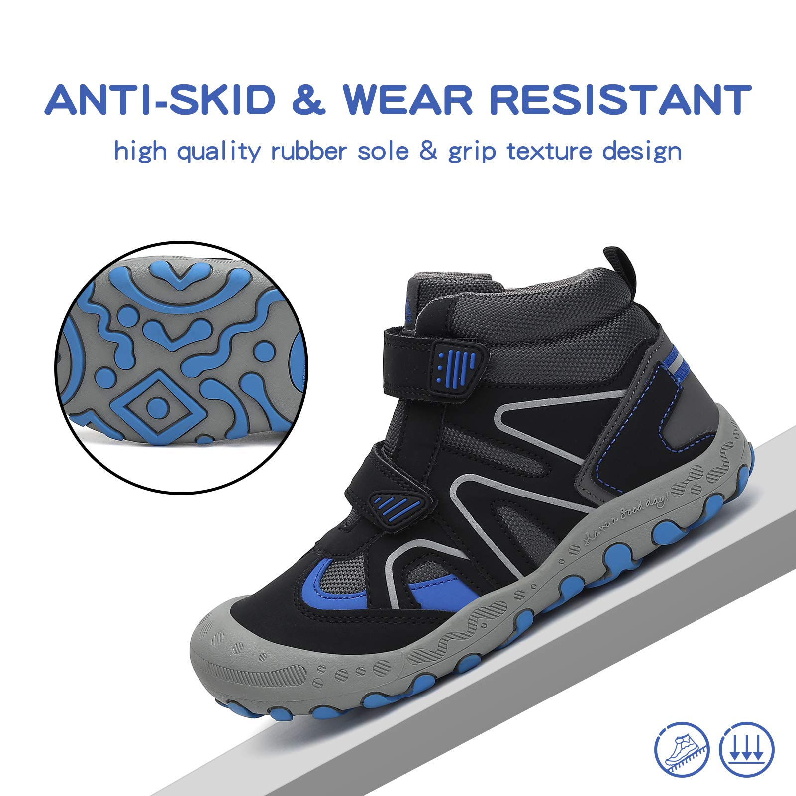 Foto 7 pulgar | Botas De Senderismo Mishansha Resistentes Al Agua Para Niños Negro/azul 3.5 - Venta Internacional.
