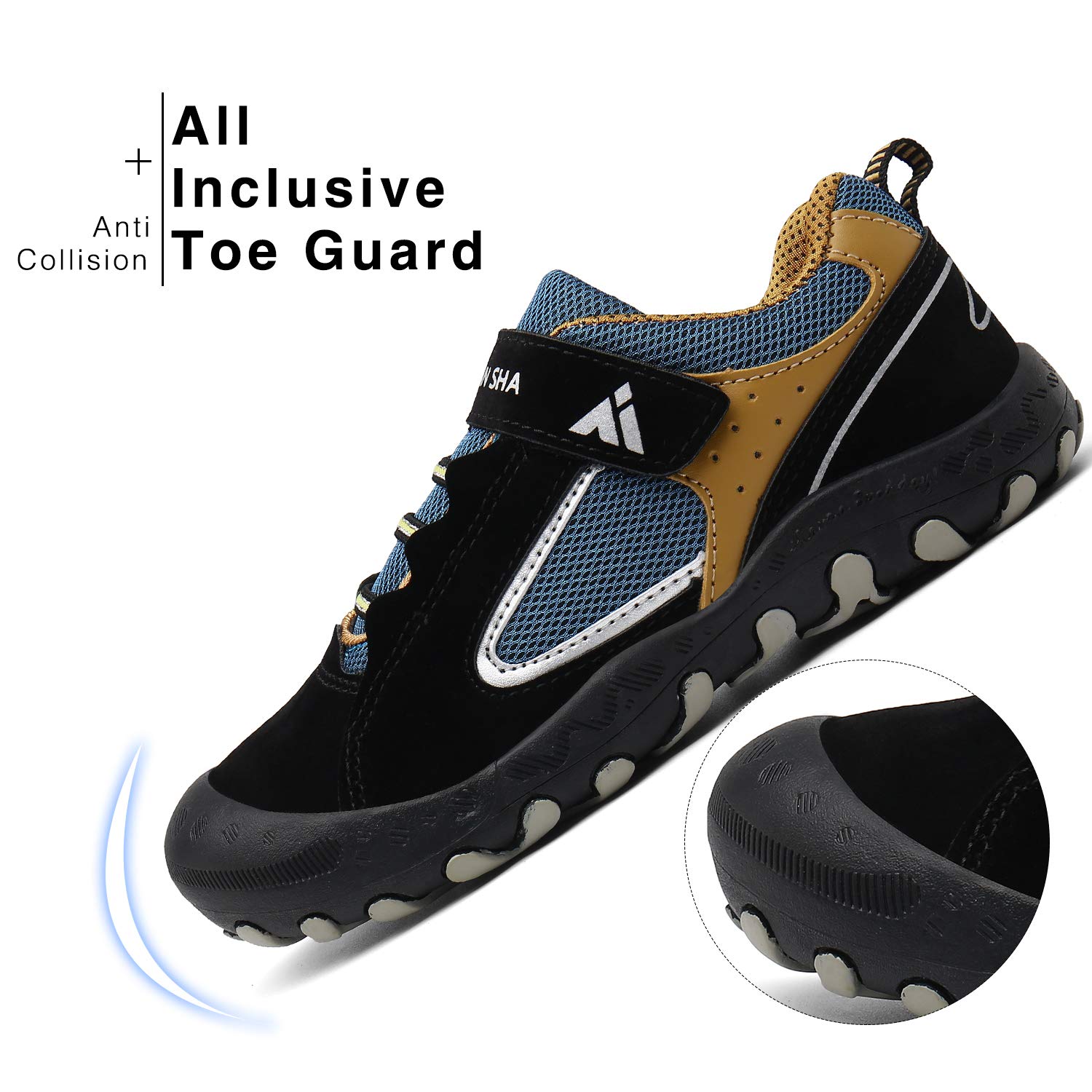 Foto 4 pulgar | Zapatos De Senderismo Mishansha Para Niños Y Niñas, Talla 13, Negro/amarillo - Venta Internacional.