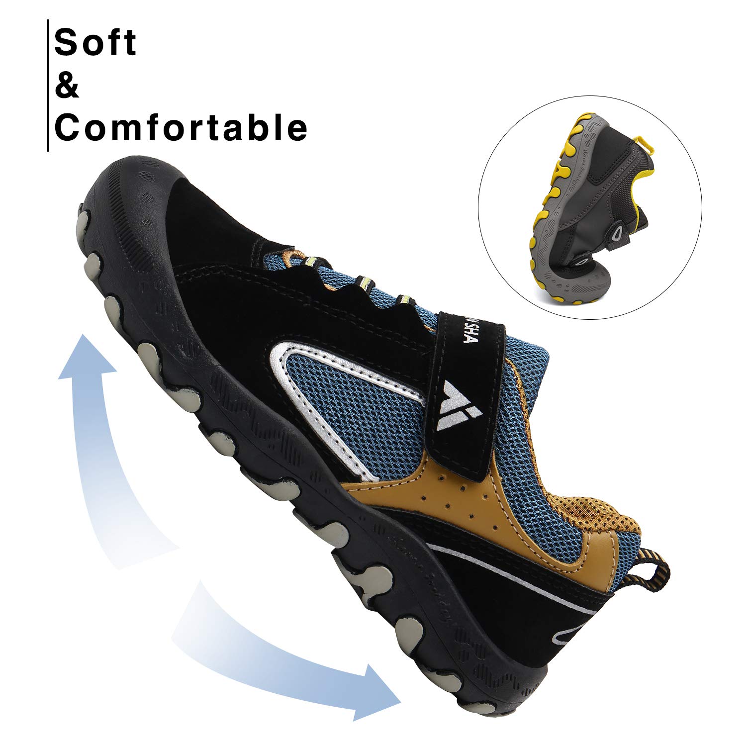 Foto 4 | Zapatos De Senderismo Mishansha Para Niños Y Niñas, Talla 13, Negro/amarillo - Venta Internacional.
