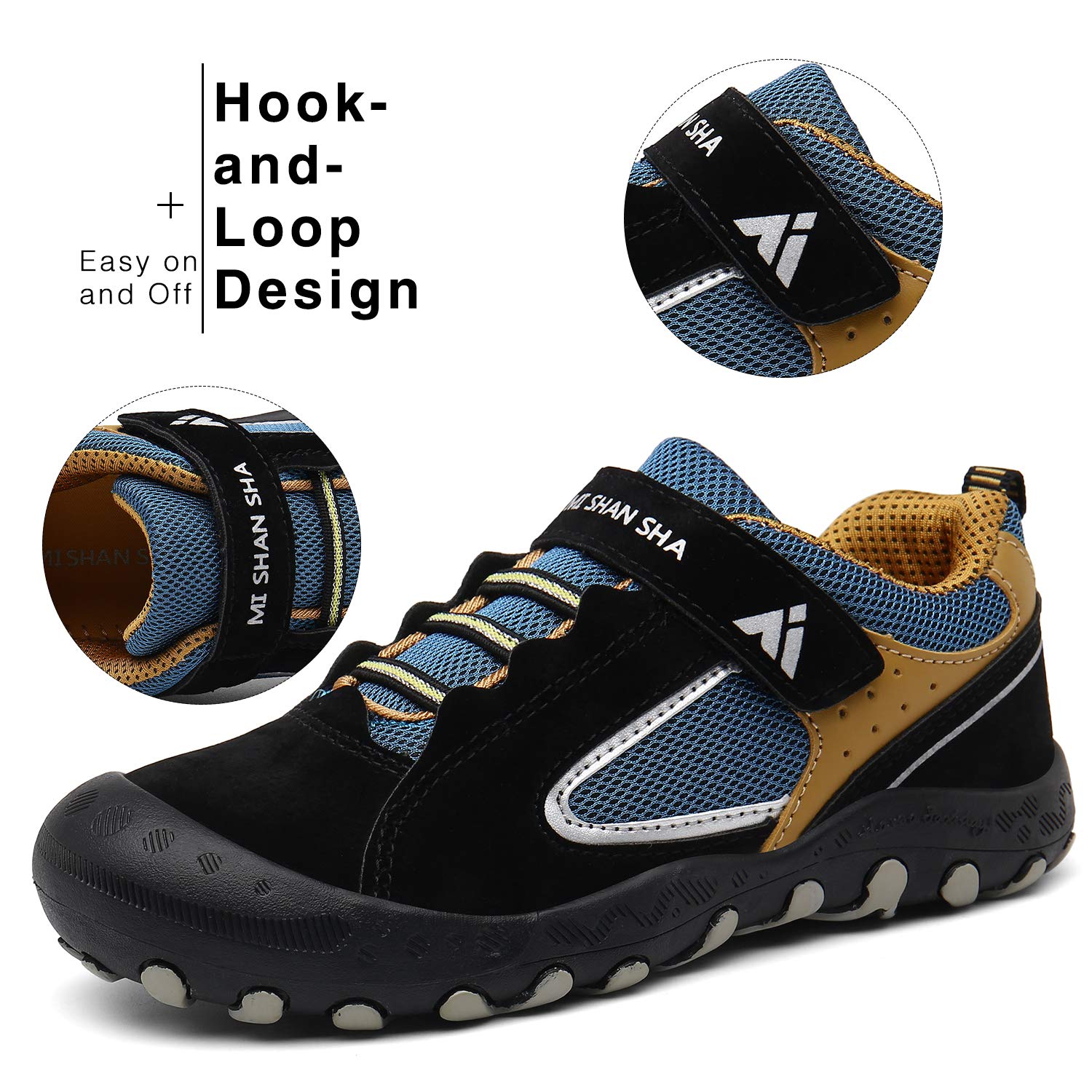 Foto 6 pulgar | Zapatos De Senderismo Mishansha Para Niños Y Niñas, Talla 13, Negro/amarillo - Venta Internacional.