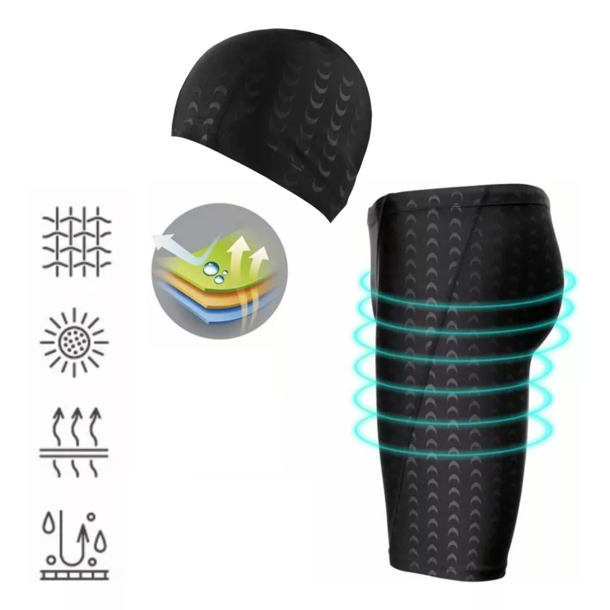 Foto 3 pulgar | Traje de Baño Deportivo y Gorro de Natación Eo Safe Imports ESI-8497 color Negro para Hombre