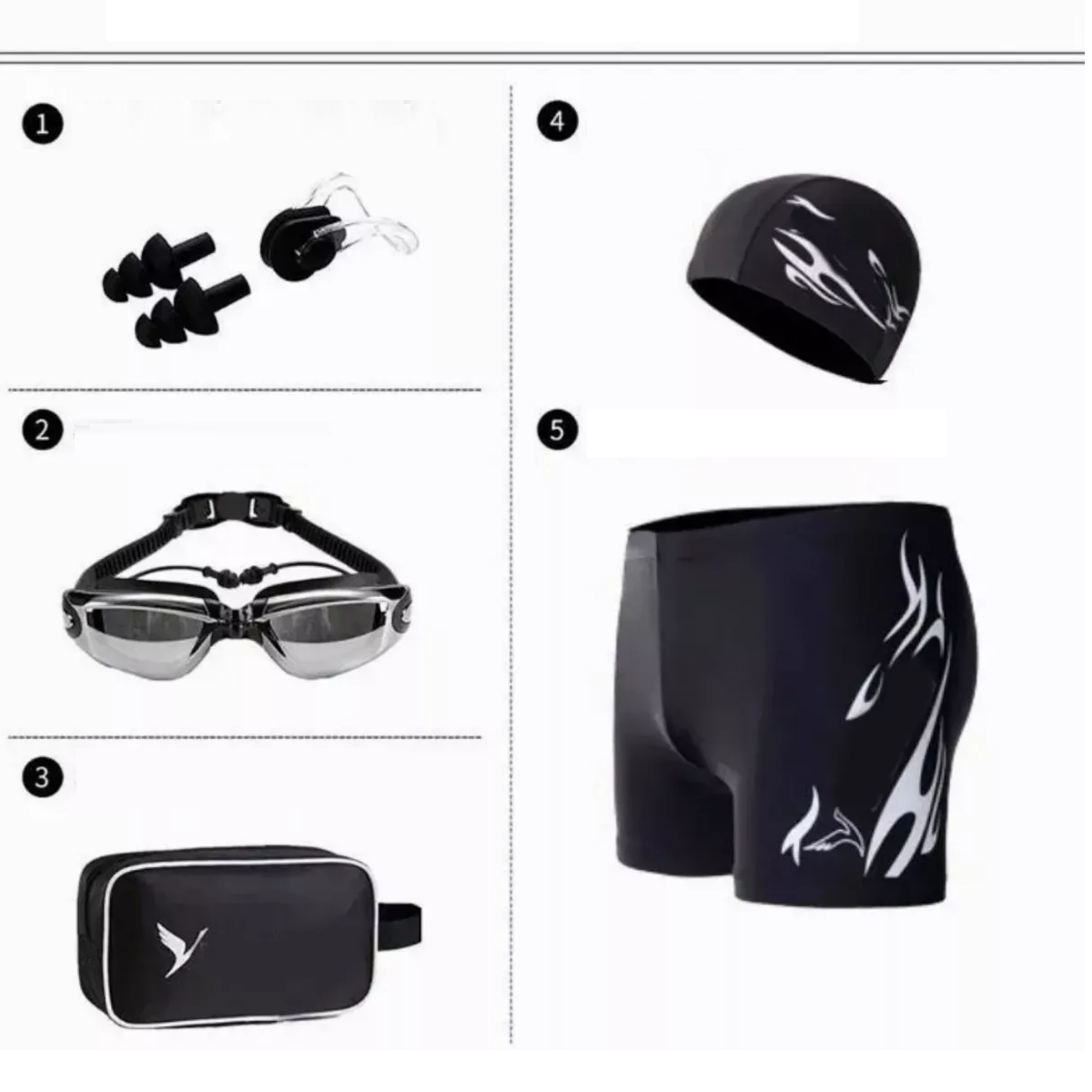Foto 3 pulgar | Kit de Gafas de Natación + Traje de Baño para Hombre 5 En 1 4xL  Eo Safe Imports Esi-8494 color Negro