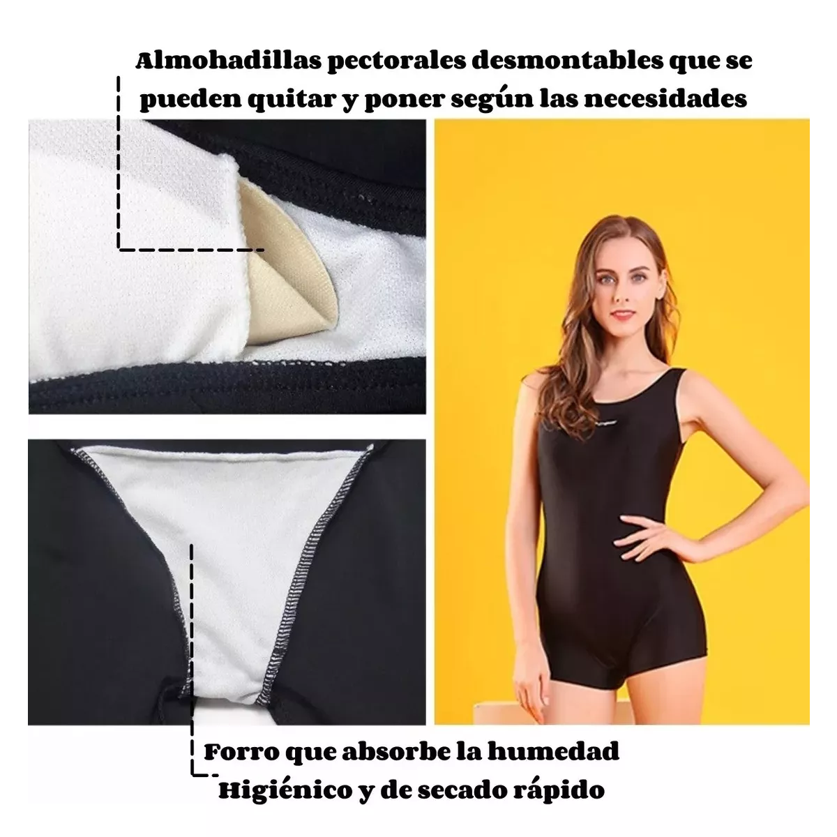 Foto 3 pulgar | Traje De Baño Deportivo Mujer Natación Lycra+gorra Y Goggles Xl Eo Safe Imports Esi-14074 Negro
