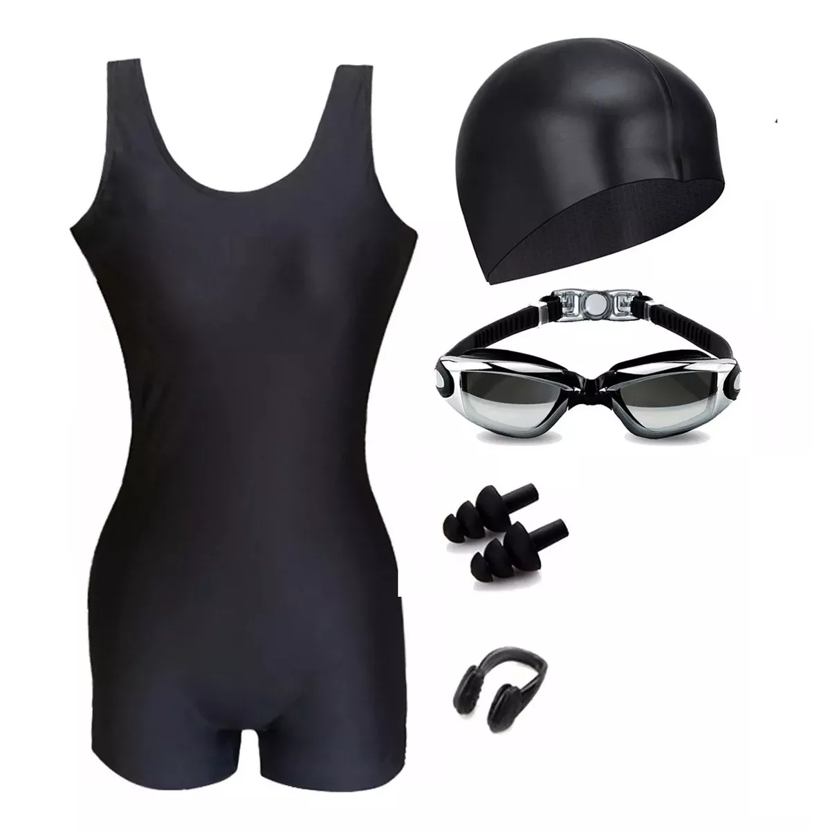 Foto 2 pulgar | Traje De Baño Deportivo Mujer Natación Lycra+gorra Y Goggles Talla: Xxl Eo Safe Imports Esi-18093 Negro