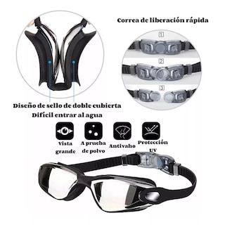Foto 3 | Traje De Baño Deportivo Mujer Natación Lycra+gorra Y Goggles Talla: L Eo Safe Imports Esi-18092 Negro
