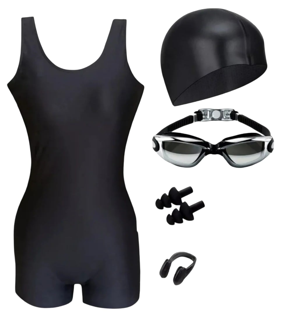 Conjunto Premium De Natación Xtellar Para Mujeres: Traje Deportivo, Gafas, Gorro Y Accesorios Talla Xl $869