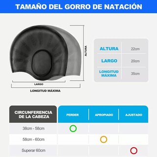 Foto 2 | 2 Pcs Gorro Natación Silicona Impermeable Flexible Unisexo Eo Safe Imports Esi-16255 Multicolor