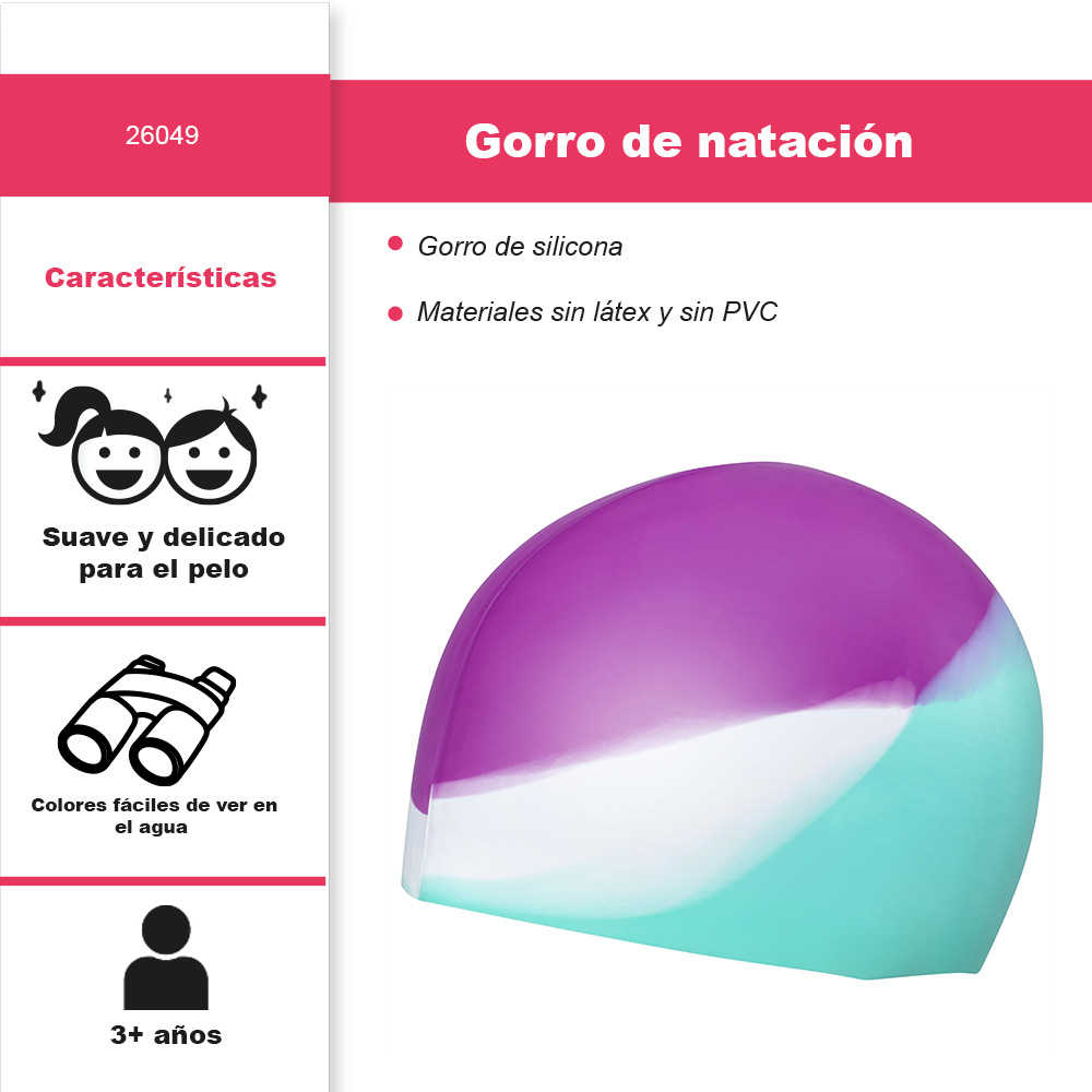 Foto 3 pulgar | Gorro De Natación Infantil Silicon Impermeable Unitalla Pack De 3 Piezas