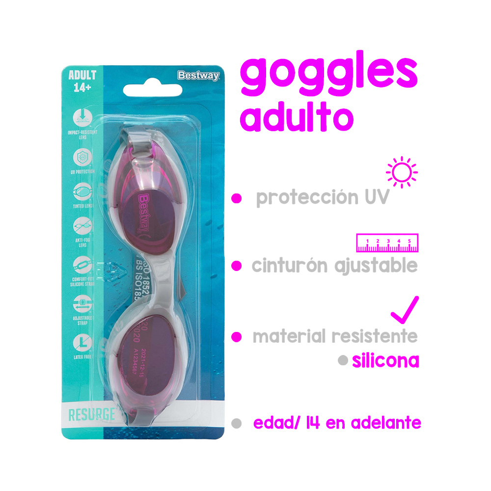 Foto 3 pulgar | Goggles Para Adulto Natación Ajustables 14 Años Bestway 3 Piezas Plástico De Alta Resistencia