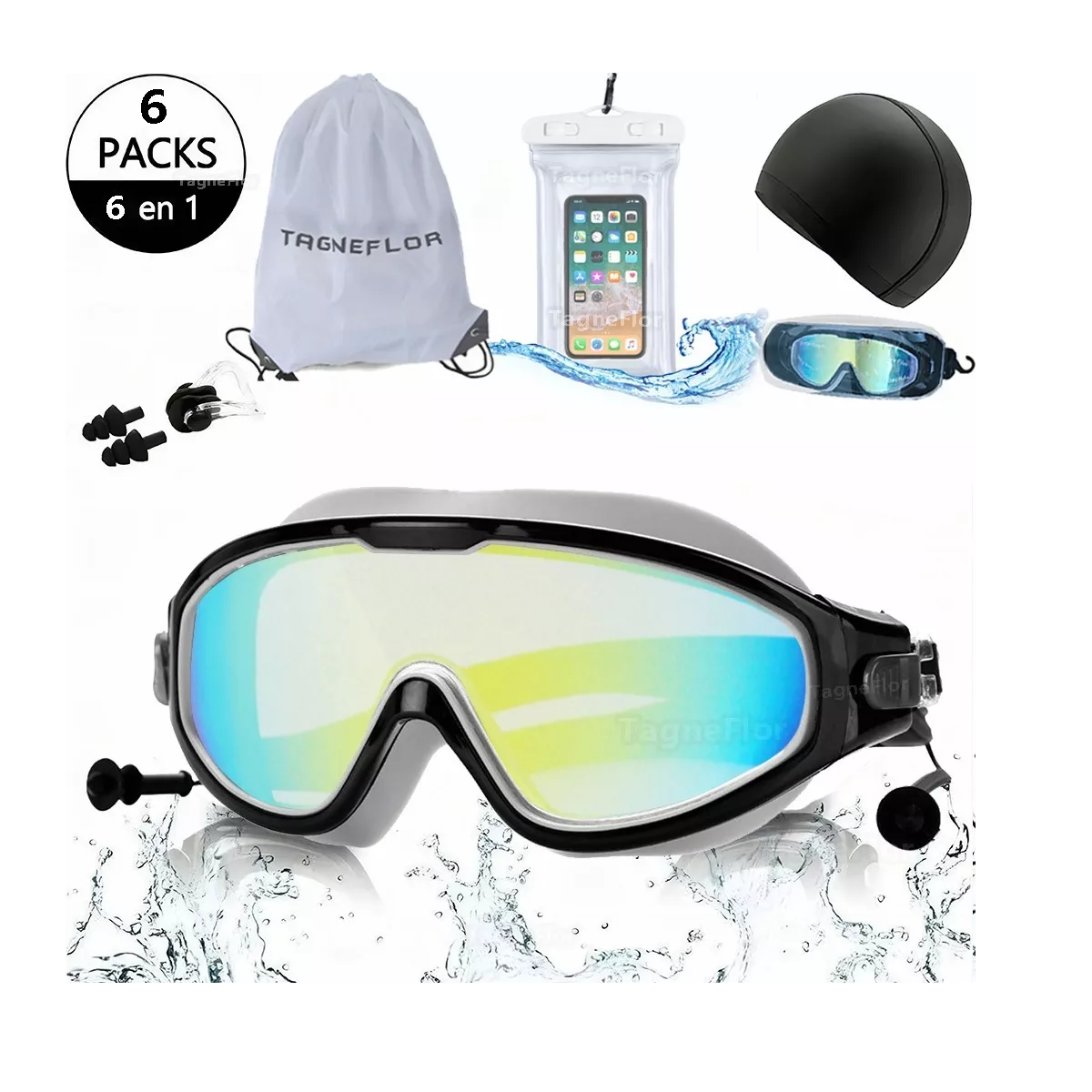 Foto 3 pulgar | Kit de Gafas de Natación Eo Safe Imports Esi-4753 color Negro 6 en 1