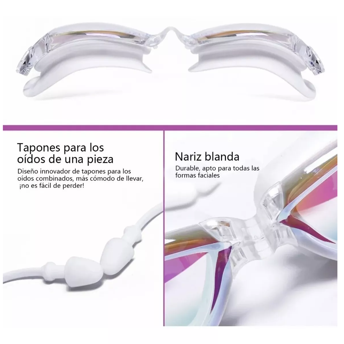 Foto 3 pulgar | Goggles de Natación Eo Safe Imports Esi9638 color Blanco