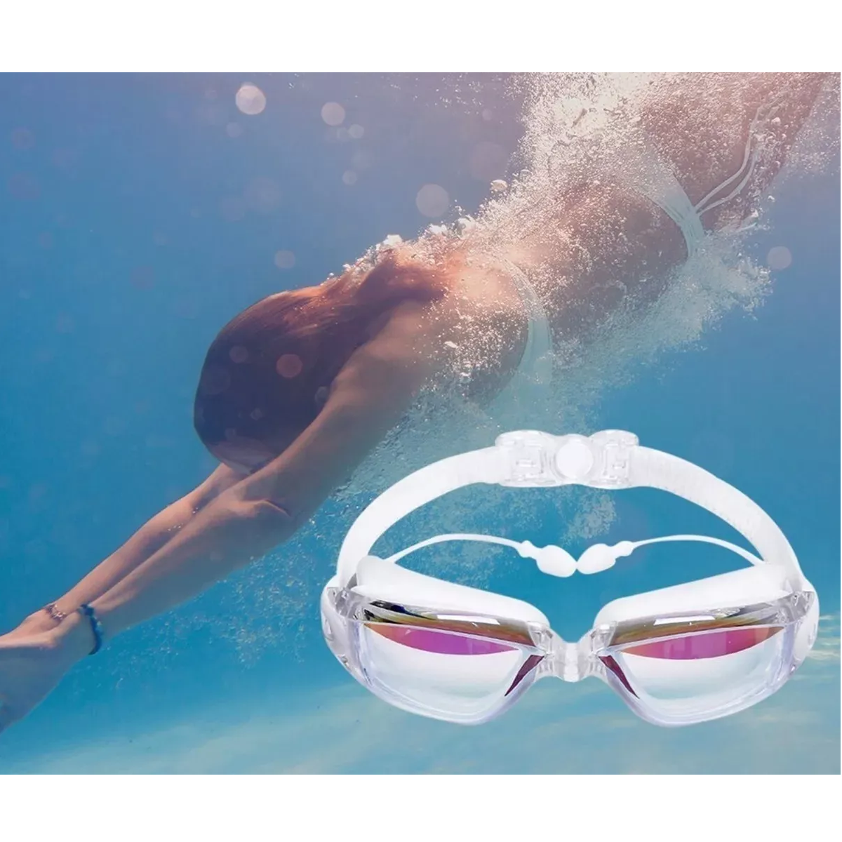 Foto 4 pulgar | Goggles de Natación Eo Safe Imports Esi9638 color Blanco
