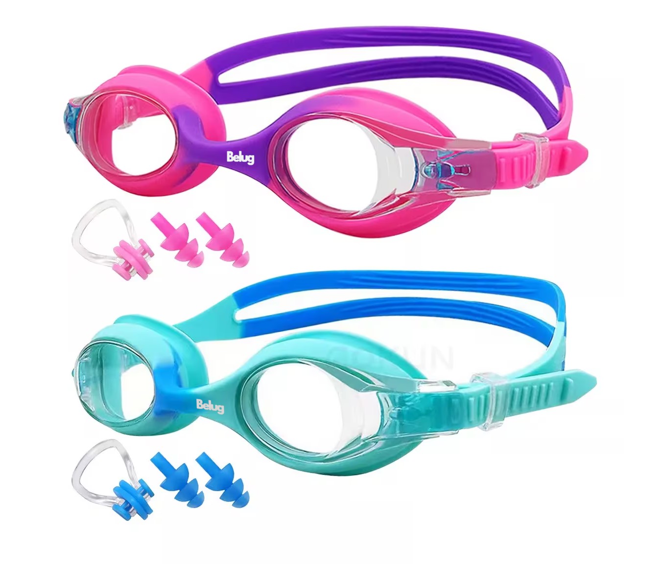 Foto 2 pulgar | Lentes de Natación Para Niños Belug  con Protección Uv Antivaho Rosa Azul