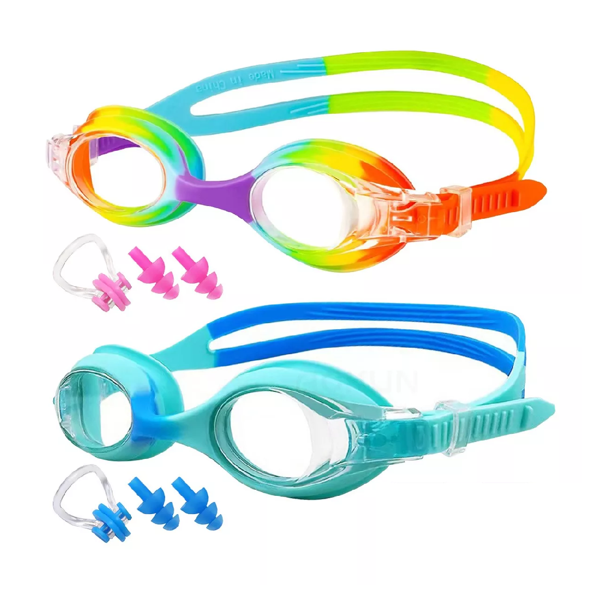 Foto 2 pulgar | Lentes Natación Para Niños, Gafas Protección Uv Antivaho Arcoiris/azul