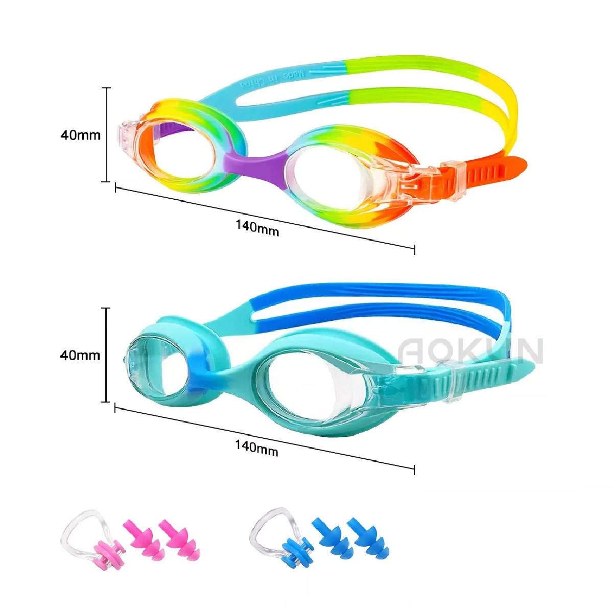 Foto 4 pulgar | Lentes Natación Para Niños, Gafas Protección Uv Antivaho Arcoiris/azul