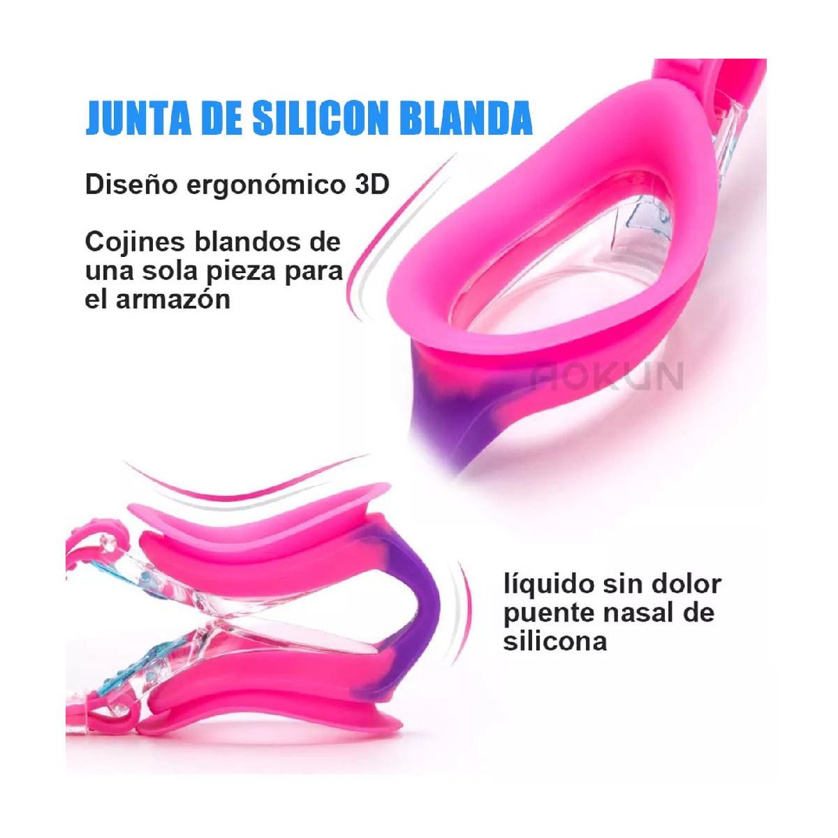 Foto 5 pulgar | Lentes Natación Para Niños, Gafas Protección Uv Antivaho Rosa Azul Calro