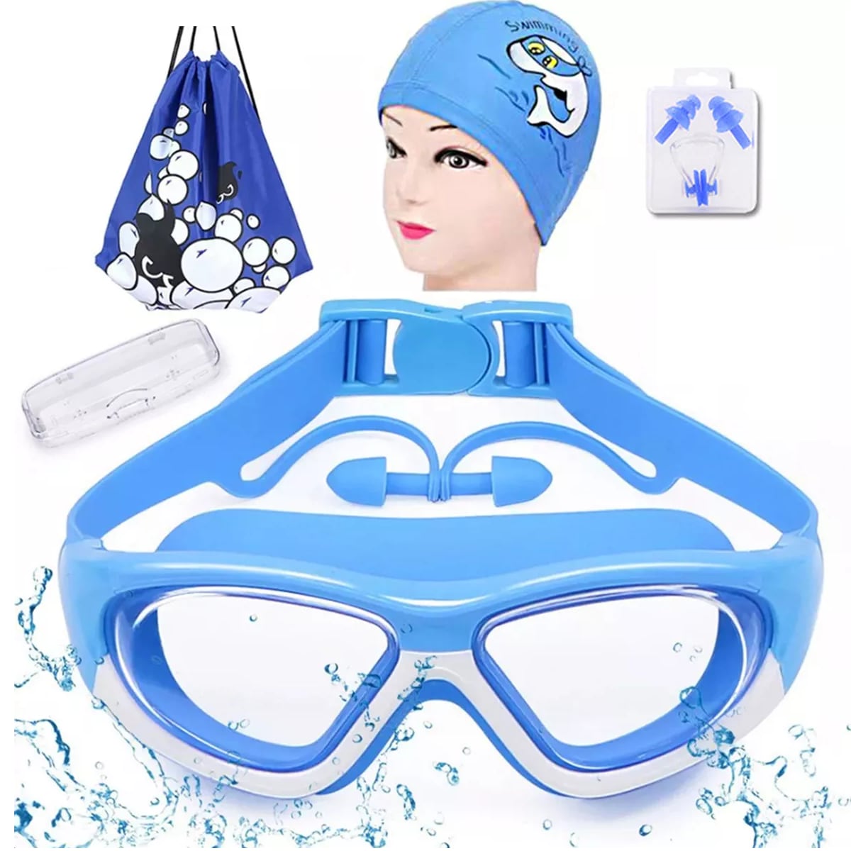 Gafas Goggles Natación Para Niños Antivaho Protección 6 En 1 Eo Safe Imports Esi-16231  Azul $610