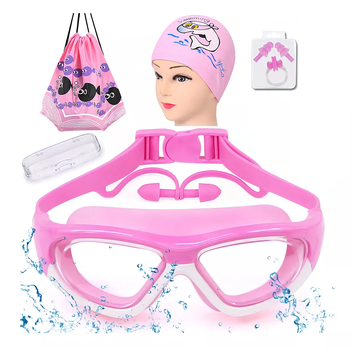 Foto 2 pulgar | Gafas Goggles Natación Para Niños Antivaho Protección 6 En 1 Eo Safe Imports Esi-16232 Rosa