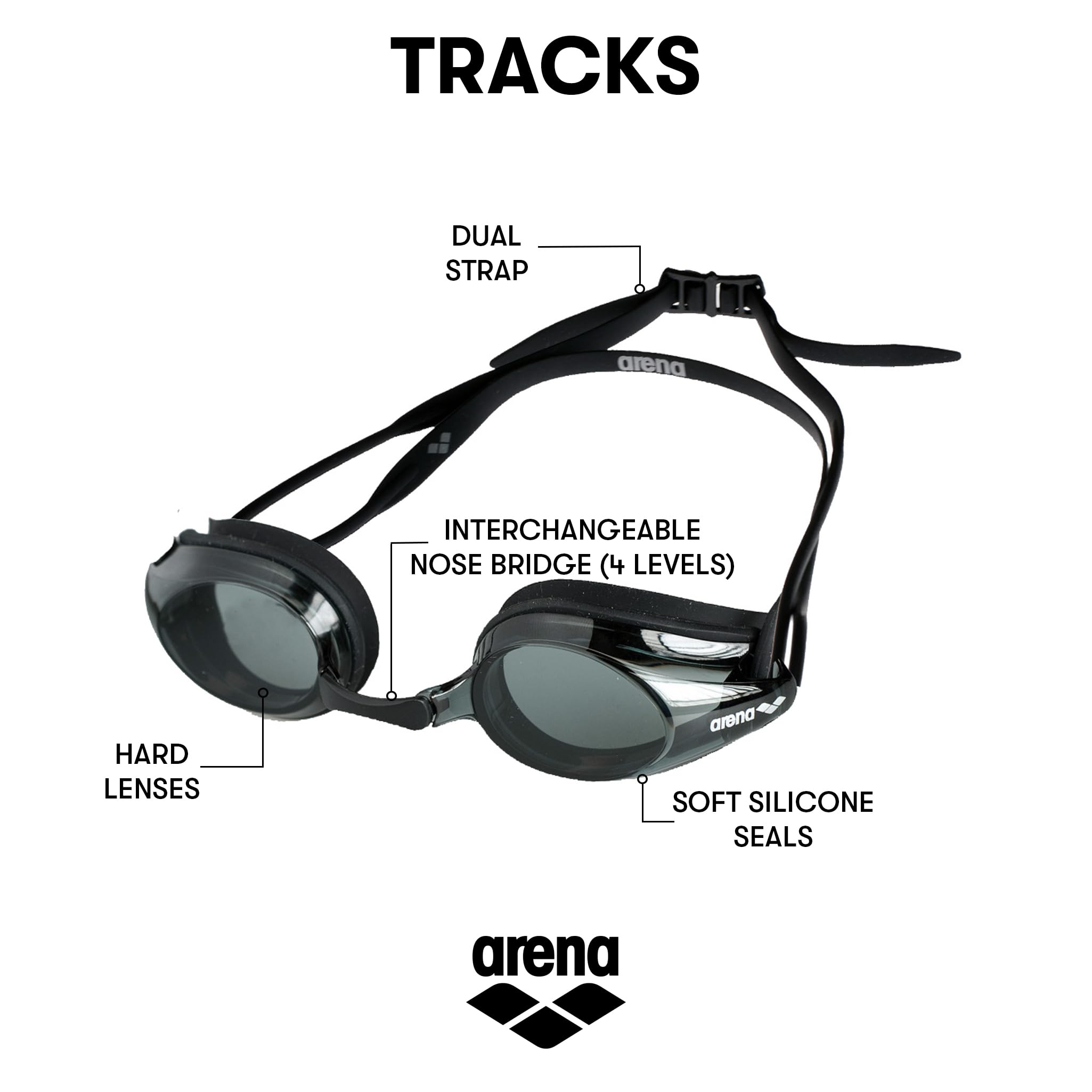 Foto 3 pulgar | Gafas De Natación Arena Tracks Unisex Para Adultos, Imprescindibles Para Carreras - Venta Internacional.