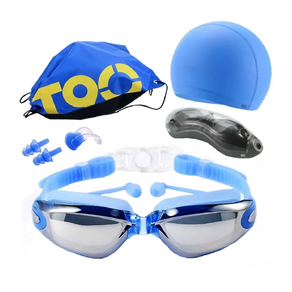 Foto 2 pulgar | Set Natación (gogles,gorra,clip Nariz,tapones) Eo Safe Imports Esi-1266-1 Azul