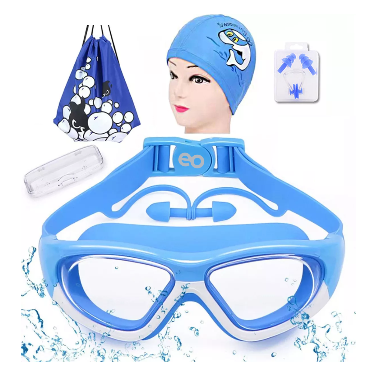 Foto 3 pulgar | Language Gafas Goggles Natación Para Niños Antivaho Protección 6 En 1 Eo Safe Imports Esi-16231-1 Azul