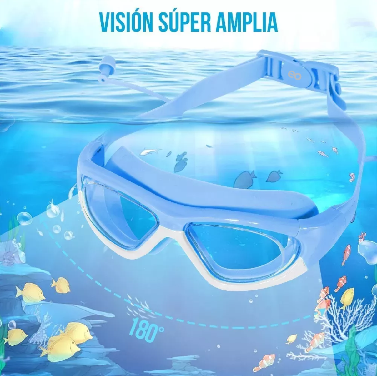 Foto 5 pulgar | Language Gafas Goggles Natación Para Niños Antivaho Protección 6 En 1 Eo Safe Imports Esi-16231-1 Azul