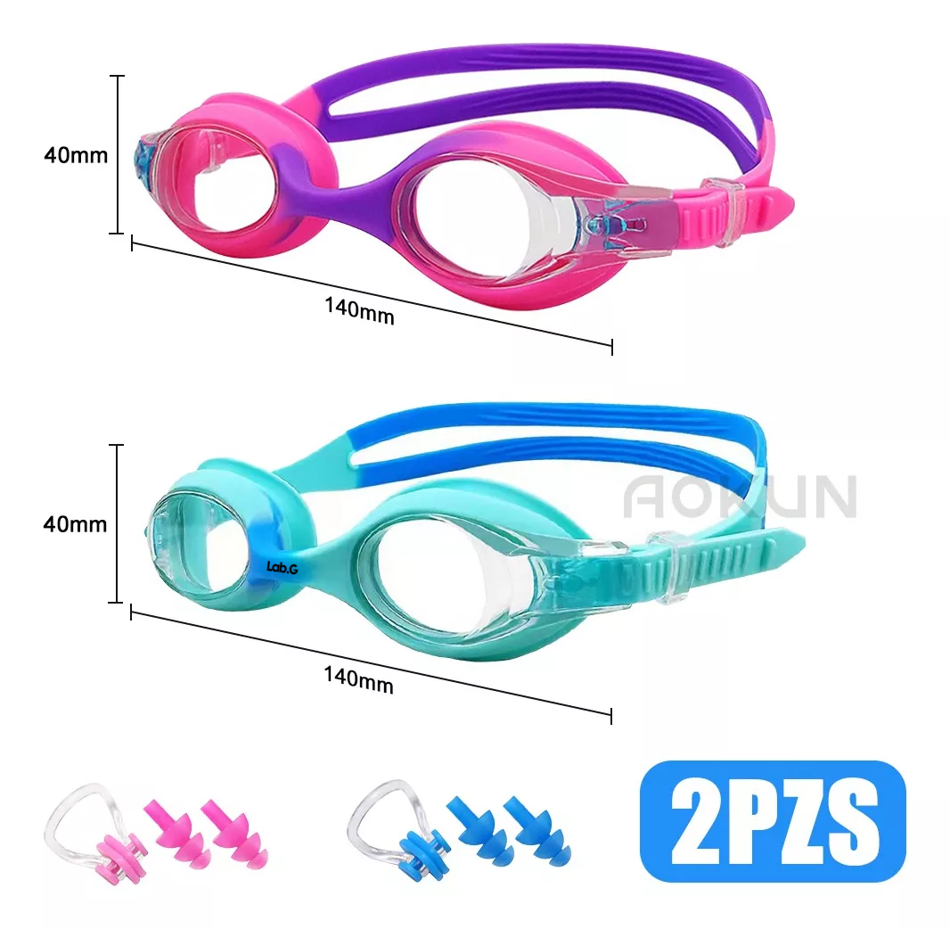 Foto 6 pulgar | Lentes Natación Para Niños Lab.g, Gafas Protección Uv Antivaho Rosa Azul Calro
