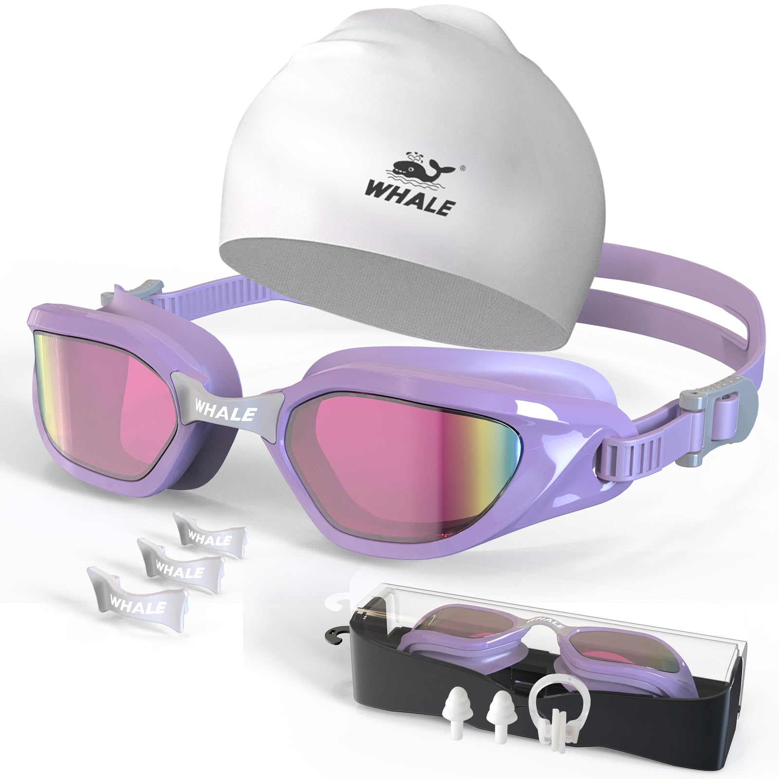 Foto 2 pulgar | Set De Gafas De Natación Para Adultos, Antivaho, Uv, Con Gorra, Color Violeta - Venta Internacional.