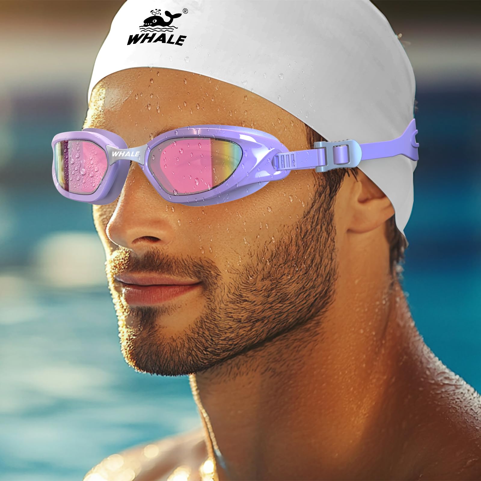 Foto 4 pulgar | Set De Gafas De Natación Para Adultos, Antivaho, Uv, Con Gorra, Color Violeta - Venta Internacional.