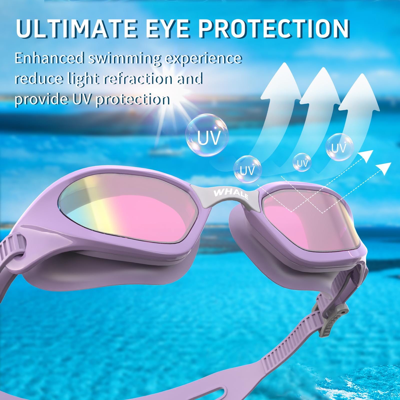 Foto 6 pulgar | Set De Gafas De Natación Para Adultos, Antivaho, Uv, Con Gorra, Color Violeta - Venta Internacional.