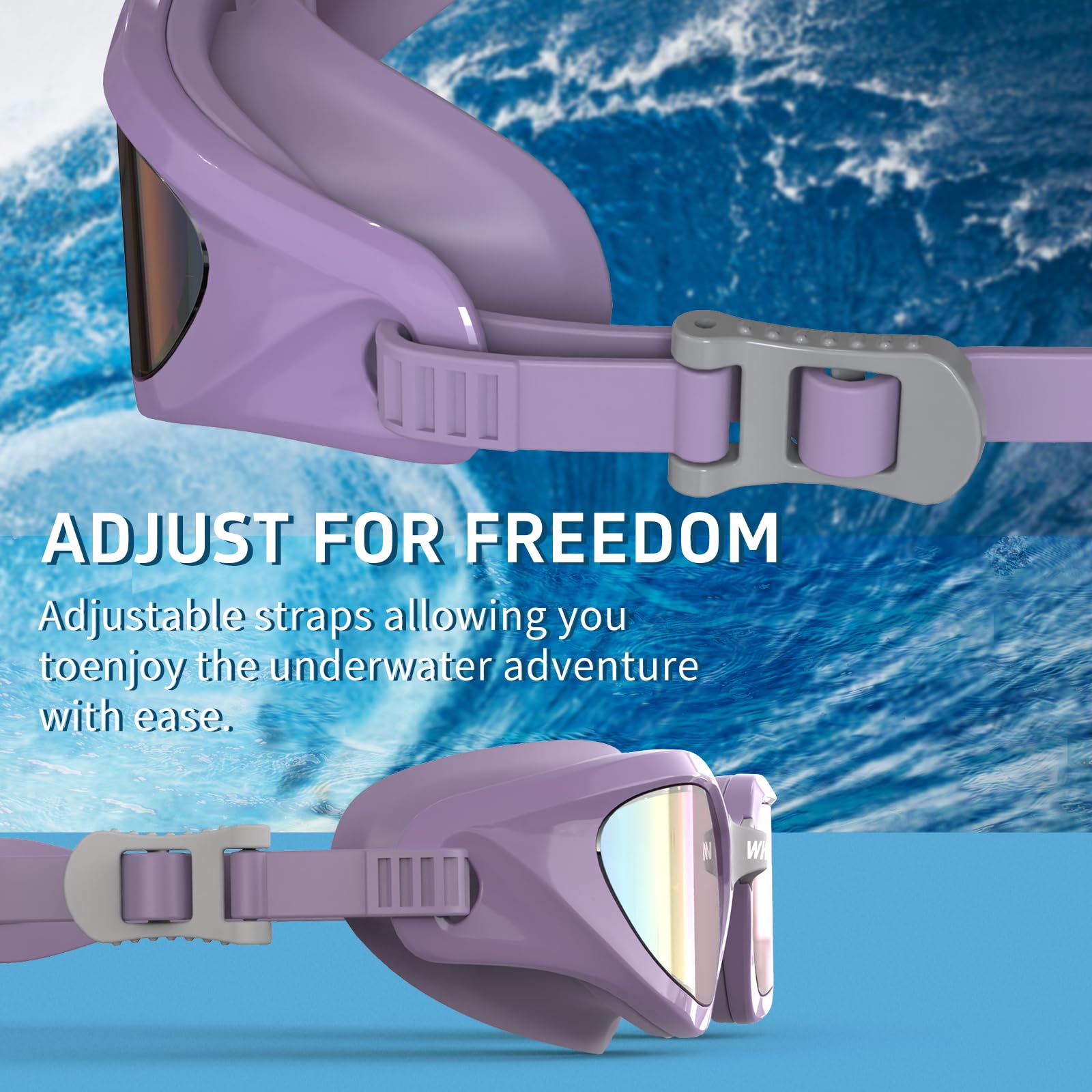 Foto 7 pulgar | Set De Gafas De Natación Para Adultos, Antivaho, Uv, Con Gorra, Color Violeta - Venta Internacional.