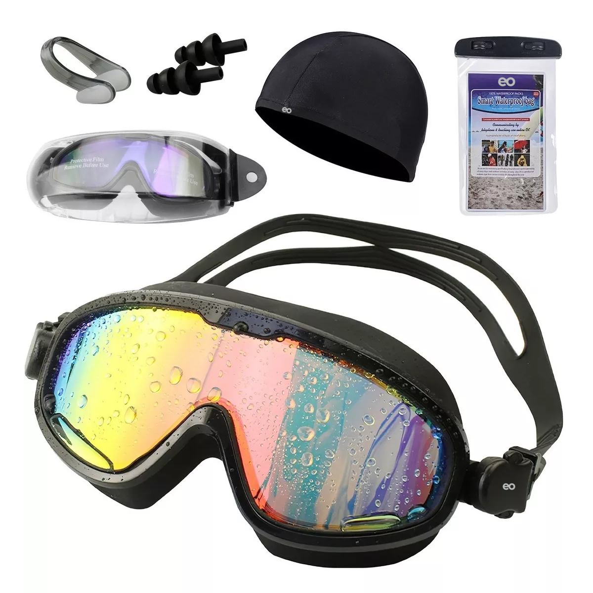 Foto 2 pulgar | Kit Goggles Natación Gorra Clip Tapones Eo Safe Imports Esi-5762-1 Negro