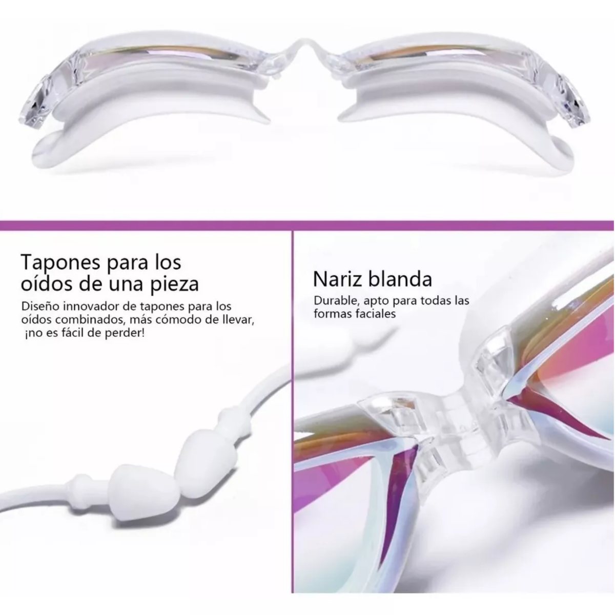 Foto 2 | Gogles Natacion Arena Gafas Sin Fugas Protecci Uv Antiempaño Eo Safe Imports Esi-9638-1 Blanco