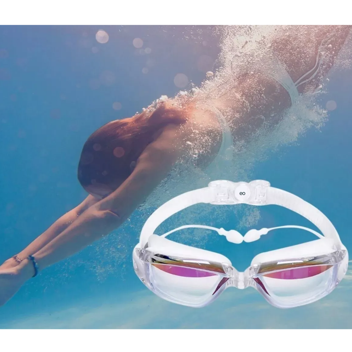 Foto 3 | Gogles Natacion Arena Gafas Sin Fugas Protecci Uv Antiempaño Eo Safe Imports Esi-9638-1 Blanco