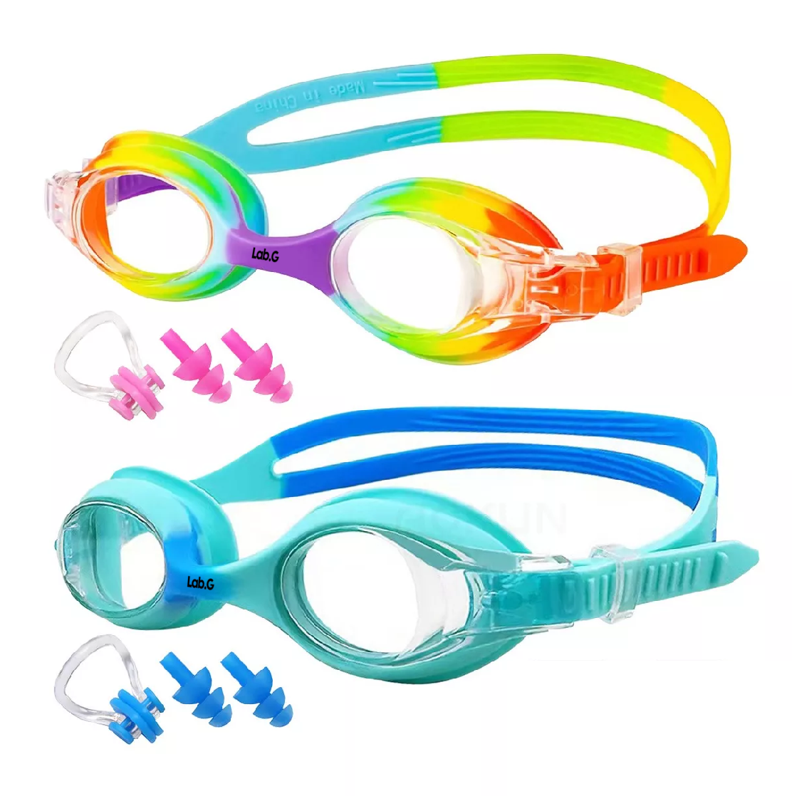 Foto 2 pulgar | Lentes Para Natación Para Niños, Gafas Protección Uv Antivaho Arcoiris/azul