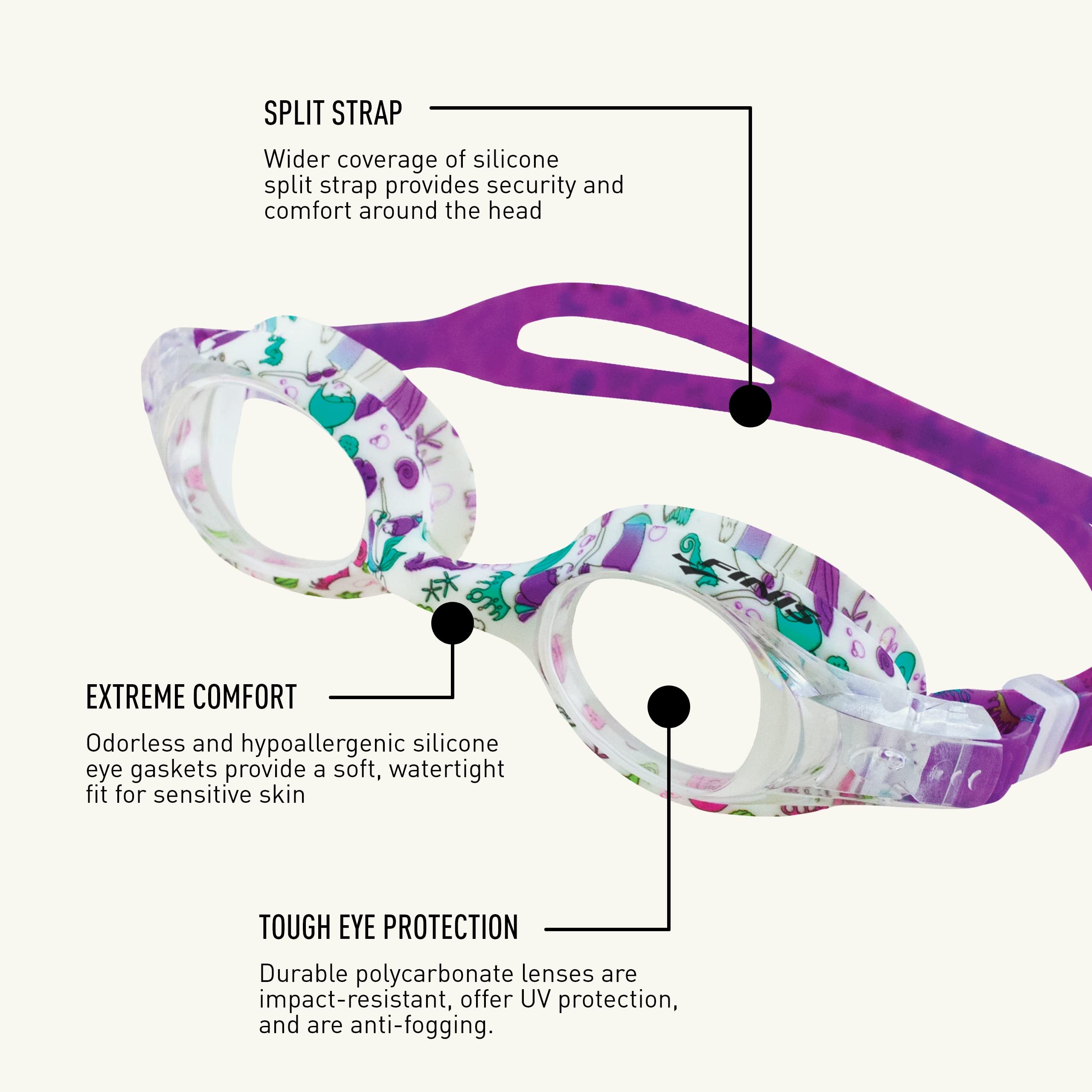 Foto 4 | Gafas De Natación Finis Mermaid Kids, Antivaho, Protección Uv 4-10 - Venta Internacional.