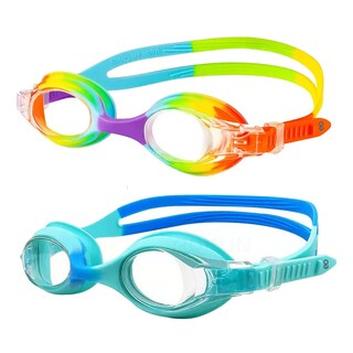 Foto 1 | Lentes Natación Para Niños, Gafas Protección Uv Antivaho Color Arco Iris + Azul Claro, 2 Pzs Eo Safe Imports