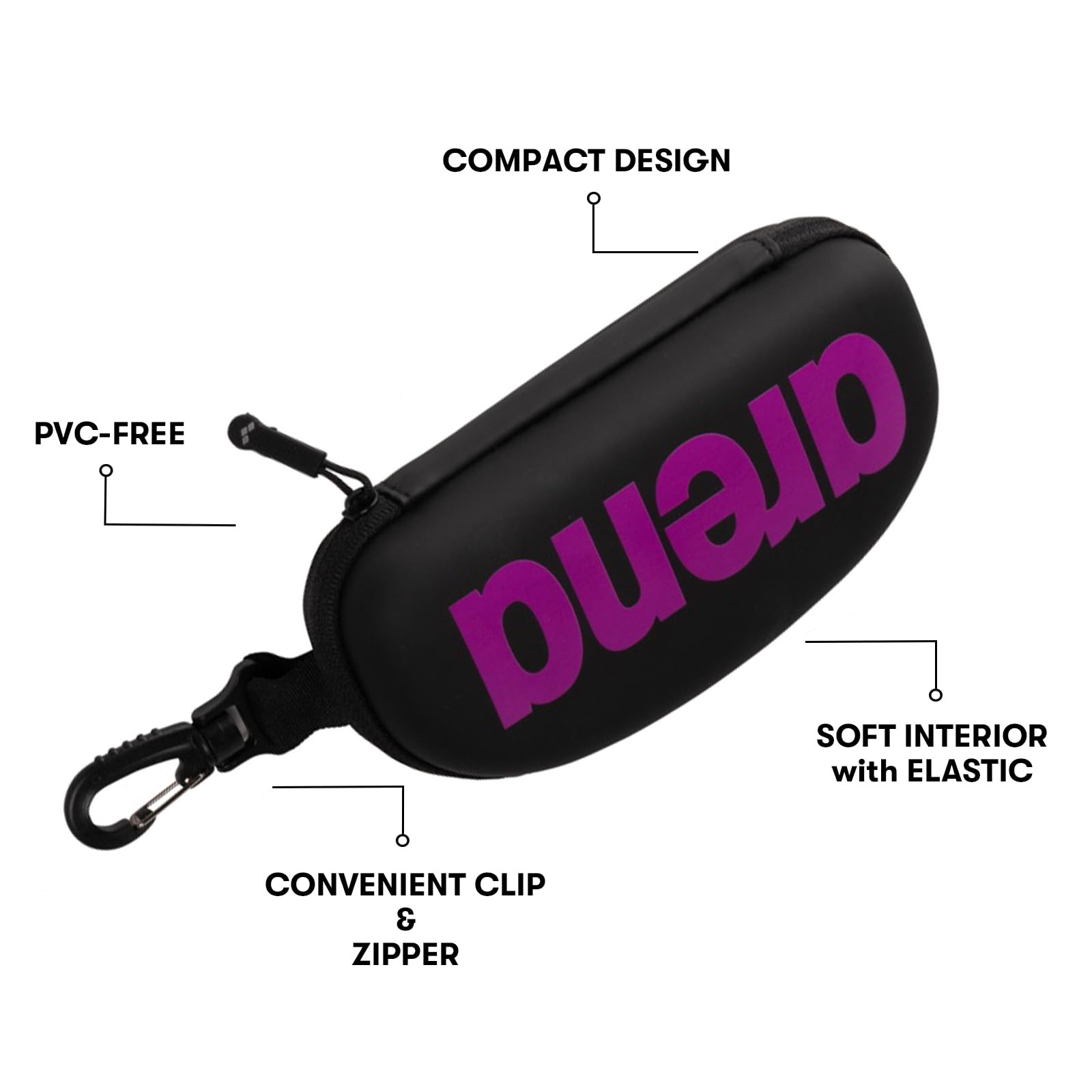 Foto 7 pulgar | Funda Protectora Para Gafas De Natación Arena, Tapa Dura, Color Negro Y Morado - Venta Internacional.