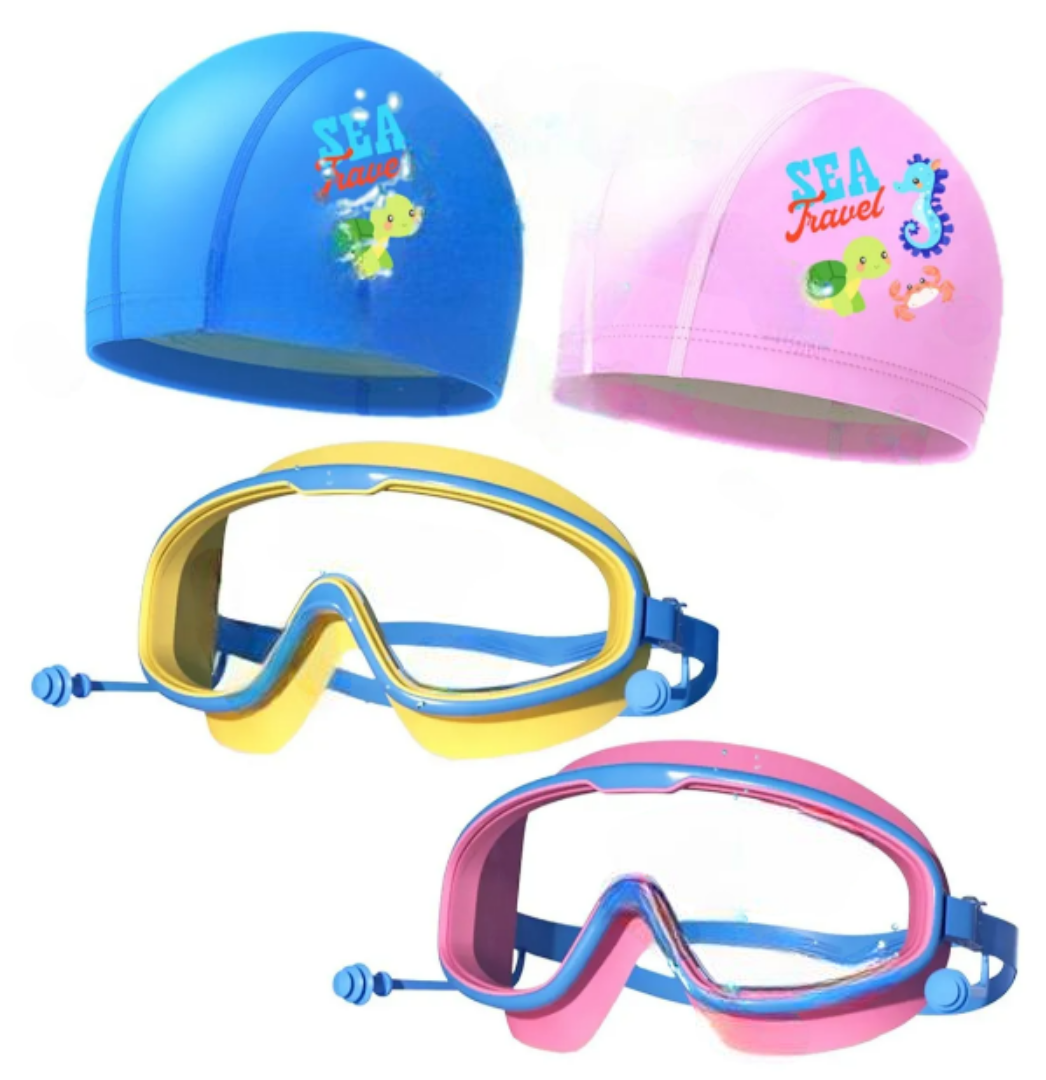 Foto 2 pulgar | Kit Premium De Natación Xtellar Para Niños: Gorros Y Gafas De Lujo - 4 Piezas